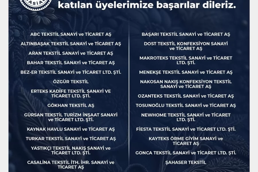 İstanbul’da 27’ncisi düzenlenen Hometex Ev Tekstil Fuarı’na katılan üyelerimize başarılar dileriz.